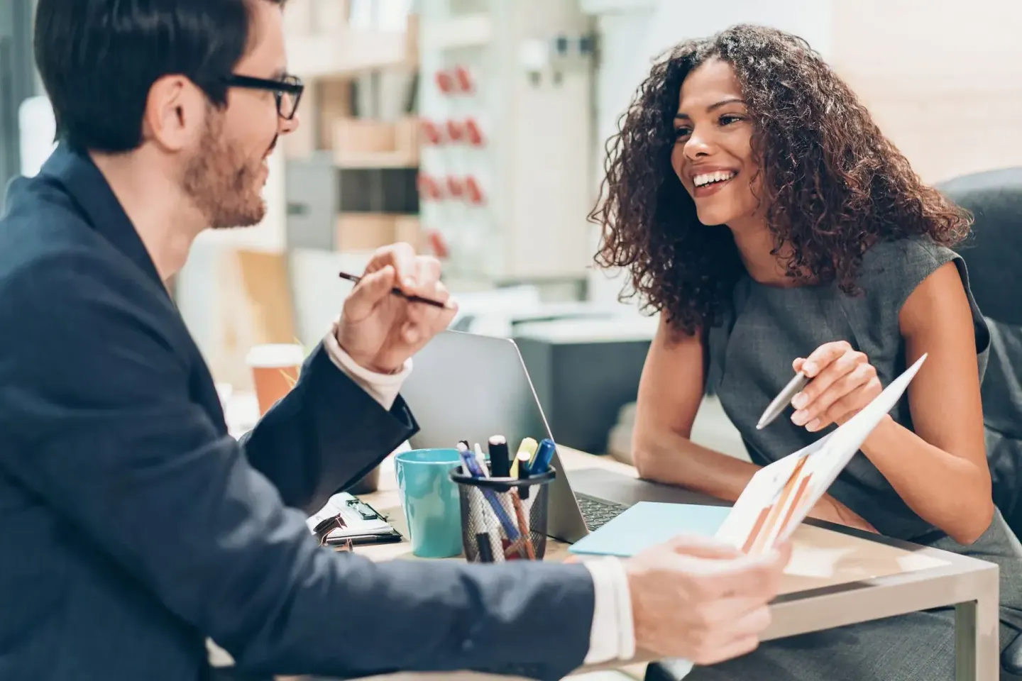 A financial adviser meeting with a client